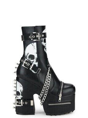 Lamoda Escape Platform Boots Skull 7 Goth Emo Punk Spiked Black Shoes Chain